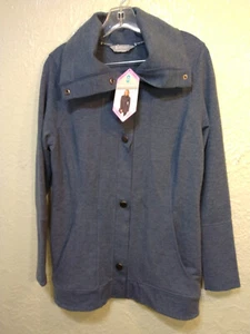 Free Country Womens Cardigan "Agate Blue" Snap Front Long Sleeve Small NWT - Picture 1 of 10