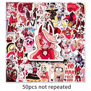 50pc Hell Inn Stickers Cartoon Animation Hazbin Hotel Decorative Stickers - Picture 1 of 6