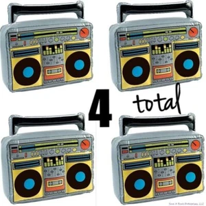 (4) 70's 80's BOOM BOX RADIO Inflatable Blow Up Speaker - Retro Music Party Toy - Picture 1 of 3