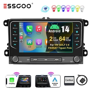 Autoradio Android 14 CarPlay 64G GPS SAT NAV para VW GOLF 5 6 Passat Polo Caddy - Imagen 1 de 19