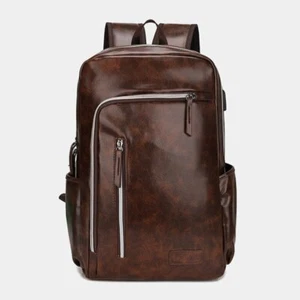 Men School Faux Leather Business Casual Travel Large Brown 15 Inch Laptop Bag - Picture 1 of 10