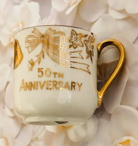Vtg Teacup - 50th Anniversary, Trimmed in 22K Gold - Picture 1 of 10
