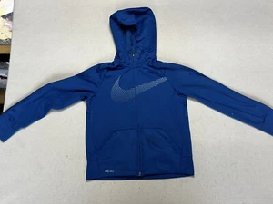 Nike Boy's Dri-Fit Therma Full Zip Training Jacket Blue Sz S AQ5713-431 - Picture 1 of 9