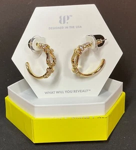 Bomb Party Earring “Western Wonder” Hoops ER12858 Cubic Zirconia Gold - Picture 1 of 3