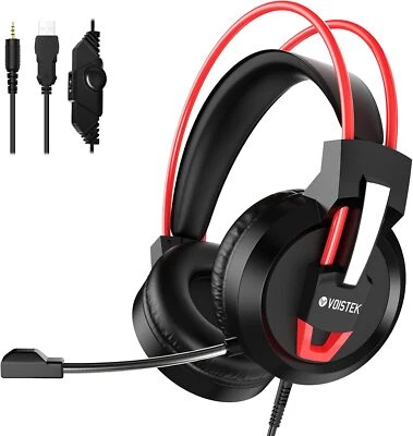 Voistek Gaming Kopfhörer 3.5mm Mit Kabel Mikrofon Headset für PC PS4 Xbox Switch