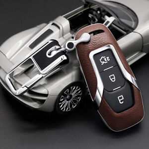 Leather Key Case Cover For Ford Mustang Mondeo Edge F-150 for Lincoln Remote Fob