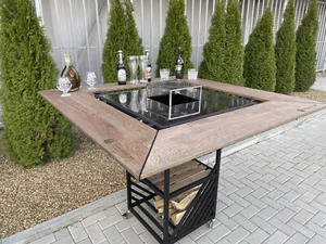 BBQ Tisch Grill Grilltisch Holzkohle Feuerschale Gartentisch von K. V. Mangal - Bild 1 von 8