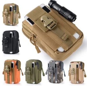 NEW Tactical Molle Pouch Belt Outdoor Waist Bag Pocket with Cell Phone Holster - Foto 1 di 24
