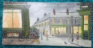 LARGE 20" X 10" Original Impressionist Oil Painting JOHN GOODLAD Corner Shop - Picture 1 of 2