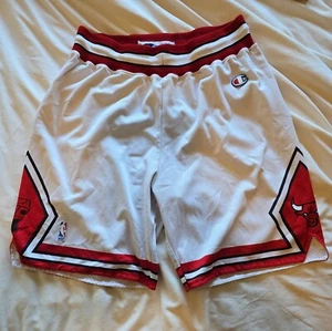 retro chicago bulls basketball shorts xl mens champion white and red nba vintage - Picture 1 of 12