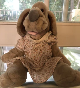 Vtg 1981 GANZBROS Wrinkles Female Puppy Dog Collectible 18” Grey Puppet Plush - Picture 1 of 12