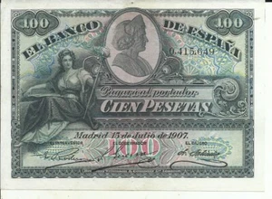 SPAIN 100 PESETAS 1907 P 64. XF++ CONDITION. 5RW 18FEB - Picture 1 of 2