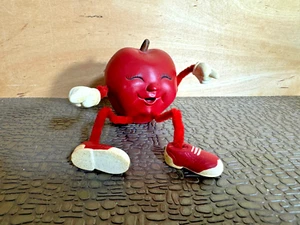 Anthropomorphic Ceramic Red Apple Egg Shelf Sitter Figure,Pipe Cleaner Arms/Legs - Picture 1 of 6