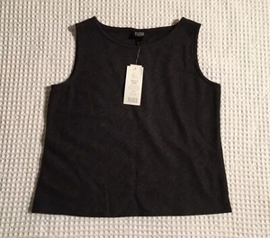 EILEEN FISHER Knitted Wool Crepe Sleeveless Shirt Tank Top Gray PM Petite Medium - Picture 1 of 7