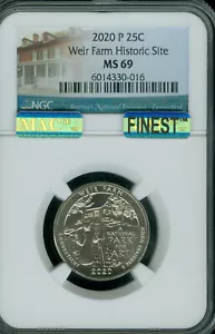 2020 P WEIR FARM PARKS QUARTER NGC MS69 PQ MAC FINEST & SPOTLESS POP 9 . - Picture 1 of 2
