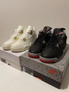 Size 10.5 M - Air Jordan 4 Retro Bred Reimagined & Jordan 4 Retro Metallic Gold - Picture 1 of 13