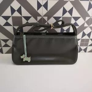 Ladies Green Leather Radley Clutch Or Shoulder Bag In Green - Picture 1 of 11