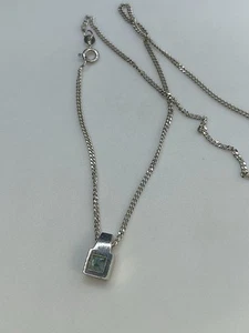 Mignon Faget Geometric Square Aquamarine Sterling Silver 16 Inch Necklace - Picture 1 of 4