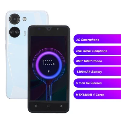 3G Smartphone Face Unlock 5in HD Screen 8MP 16MP Camera Phone 4GB 64GB For - Image 1 of 4