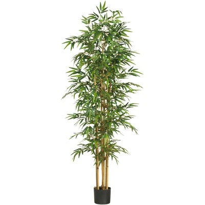 Nearly Natural 75in. Bamboo Silk Tree - Image 1 of 4