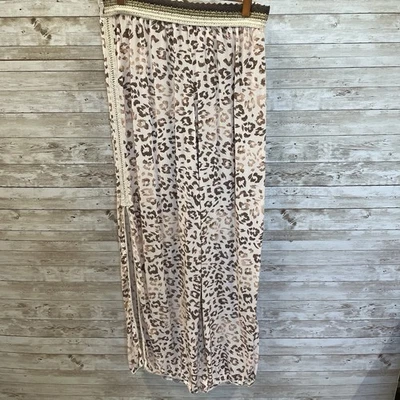 Surf Gypsy Womens M Pants Cheetah Print Open Leg Lightweight Pull on Boho Swim - Image 1 of 4