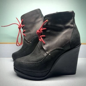 RAG & BONE Women’s Bootie Derby Suede Leather Wedge Two Tone Dolgan 38 US 8 - Picture 1 of 16
