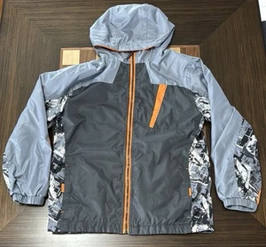AQ Explore The Unknown boys hooded coat full zip orange/gray size M (10-12). - Picture 1 of 8