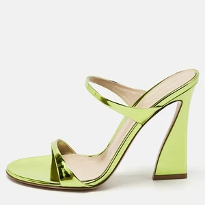 Gianvito Rossi Metallic Green Leather Aura Sandals Size 38 - Picture 1 of 9