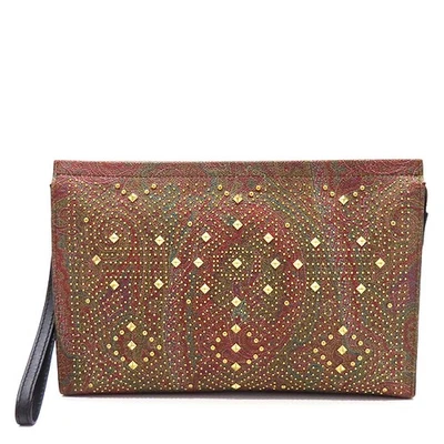 Etro Paisley PVC Lona Oro Tachuela Decoración Bolso de Mano Foto 1 de 4