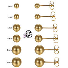 3-8mm Round Ball Stud Earrings Men Women Gold Stainless Steel Piercing Earrings