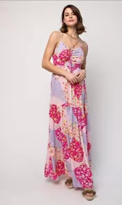 Easel Brand Anthropologie Dress Floral Sleveless Pink Boho Long L Large - Picture 1 of 5