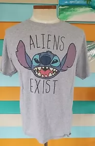 Disney Men T-Shirt XL Stitch Short Sleeve Crew Neck Aliens Exist Camisa Top - Picture 1 of 7