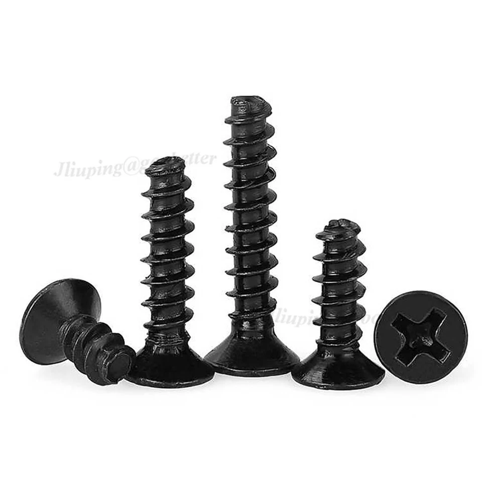 Phillips Countersunk Self Tapping Screws Black Zinc M1 M1.4 M2 M2.6 M3 M3.5 M4