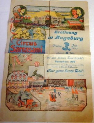 Circus Sarrasani 1910 - Zeitungsbeilage vierseitig 52x35 cm - Rarität !! - Bild 1 von 4