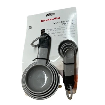 KitchenAid Gray Measuring Cups & Spoon Set KE475OHGSA New With Tags! - Image 1 of 2