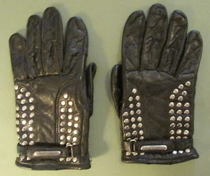 Harley-Davidson Black Leather Biker Gloves  Studded on Back Women's Size L - Picture 1 of 4