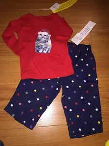 GIRLS BABY GAP 12-18 MONTHS CHRISTMAS KITTY CAT LONG PJ PAJAMAS NWT HOLIDAY - Picture 1 of 1