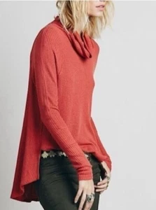 Free People Waffle Tunic M Kristina Drippy Thermal Slouchy Oversized Boho Y2K - Picture 1 of 13
