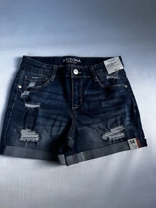 NWT ARIZONA JEAN CO. Girl's Shortie High Waist Jeans Denim Shorts Size 14 Reg - Picture 1 of 6