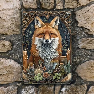 Celtic Witchy Fox Decor Aluminum Art Sign 8x12 Woodland Wall Hanging Gift - Picture 1 of 3