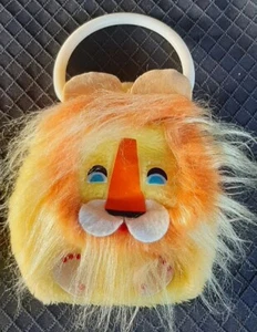 Vintage 1980's Child's Russ Berrie Plush Felt Lion Face Purse Plastic Handle - Picture 1 of 3