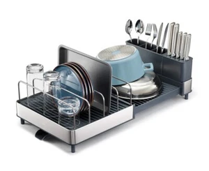 Joseph Joseph Extend Max Stainless Steel Expandable Dish Rack w/ Draining Spout - Picture 1 of 9