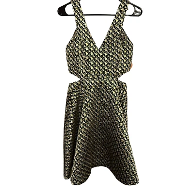 Vestido Formal GB Gianni Bini Mini Negro Dorado Corte Sin Mangas - Nuevo con Etiquetas Foto 1 de 4