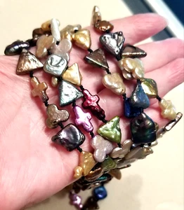 Iridescent Mother Of Pearl Rainbow Endless Necklace 60 Inches - Picture 1 of 6