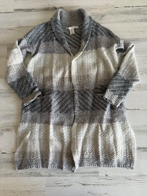 Cárdigan suéter MAX STUDIO lana alpaca frente abierto cuello chal envolvente para mujer talla L Foto 1 de 4