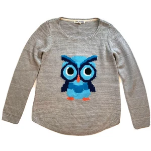 Jolt Womens Pullover Long Sleeve Knitted Rewind Owl Sweater Gray Soft EUC Sz M - Picture 1 of 10