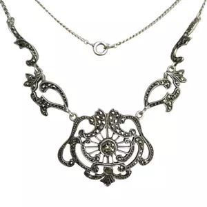 "Collar vintage RETRO c1950 STG PLATA firmado australiano LIGA MARCASITA, 20+" - Imagen 1 de 10