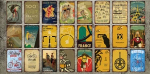 Cycling Bikes Metal Signs Printed Tour De France Route Maps Print Poster Vintage - Picture 1 of 142