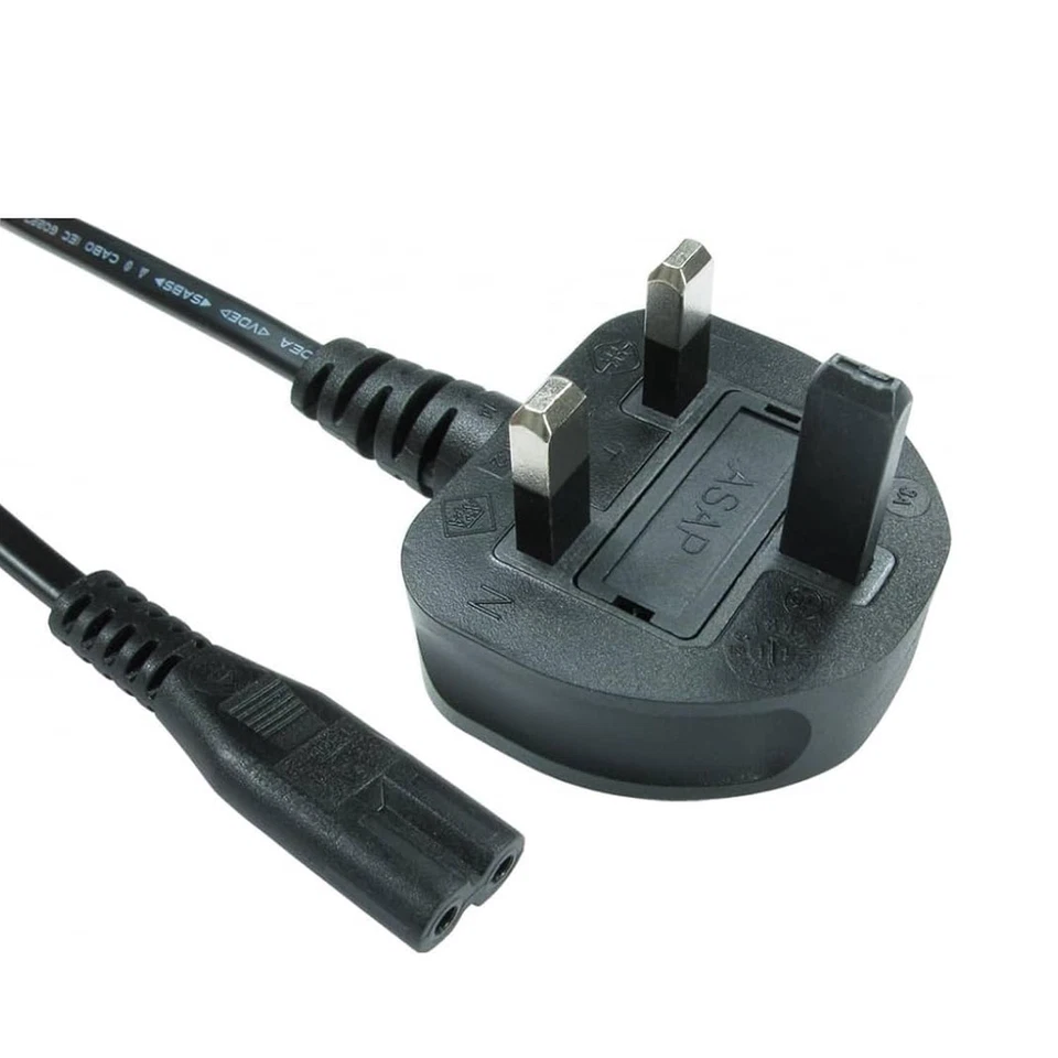 1M Figure of 8 Mains Cable / Power UK Lead Plug Cord C7 Fig 8 IEC C7 Power Cord - Image 1 of 1