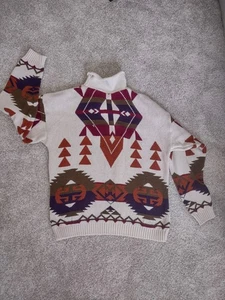 Vintage Neiman Marcus Herren Pullover Sweater Gr. L Azteken SW Design 100% Baumwolle - Bild 1 von 4